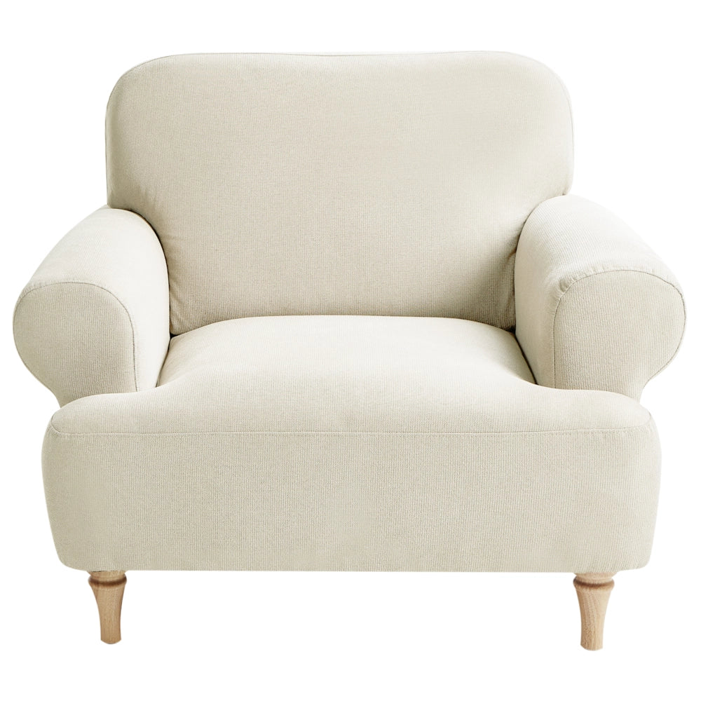 Poltrona Beige Poliestere Tessuto Gambe di legno Retro Minimalista Mobili Soggiorno