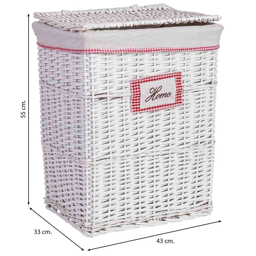Cesto portabiancheria in vimini grigio 43x33x55h cm