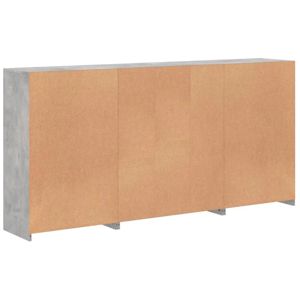 Buffet credenza cassettiera armadio mobile contenitore organizer per cucina soggiorno salotto con luci LED 202 x 37 x 100 cm grigio 02_0029989