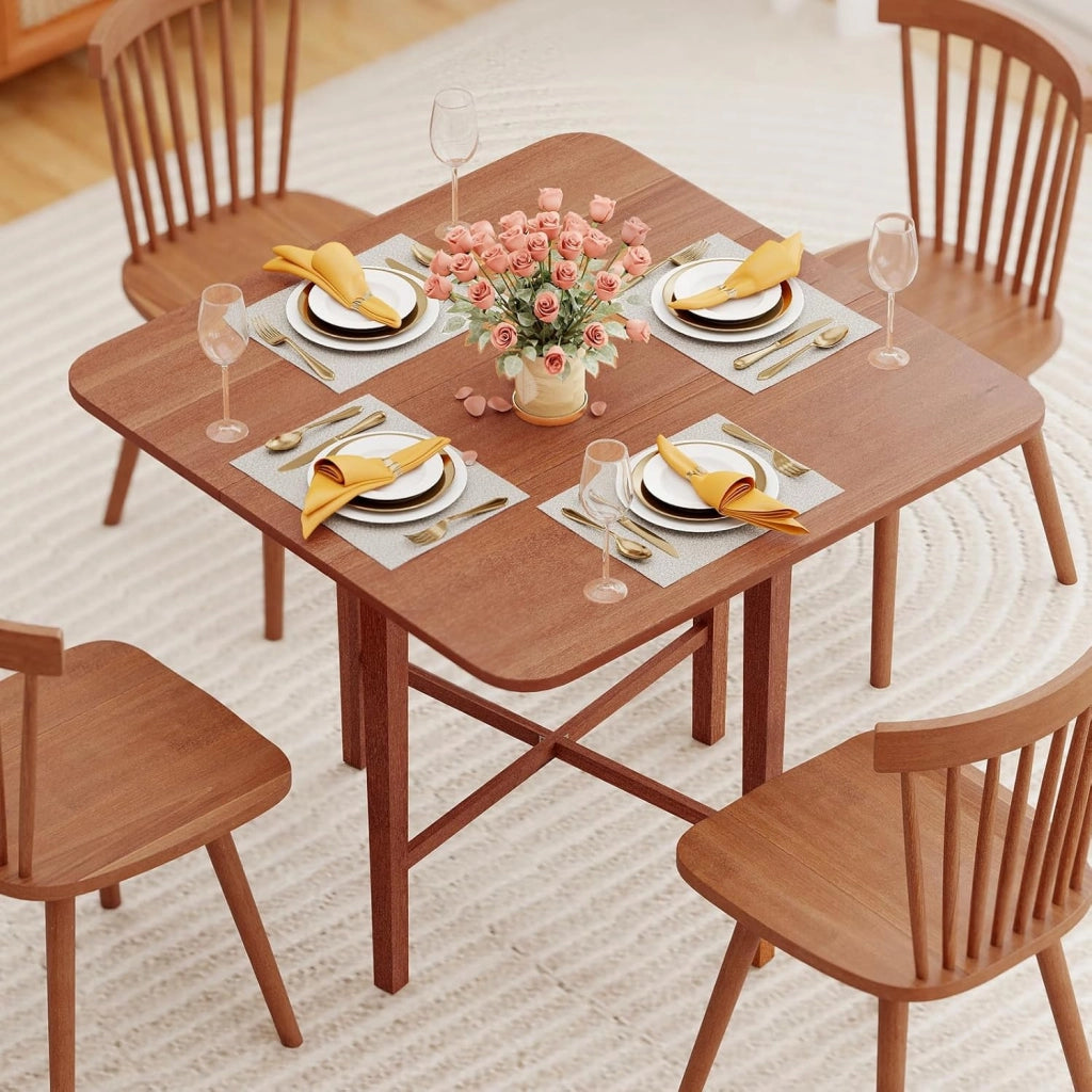 Tavolo da Pranzo Pieghevole Quadrato 90x90 cm, in Legno, per 2-4 Persone