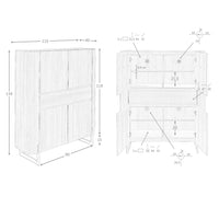 Credenza alta in noce e acciaio scuro metallizzato