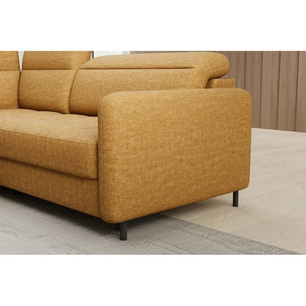 Divano angolare sinistro trasformabile BARNEA 208 cm camel con contenitore