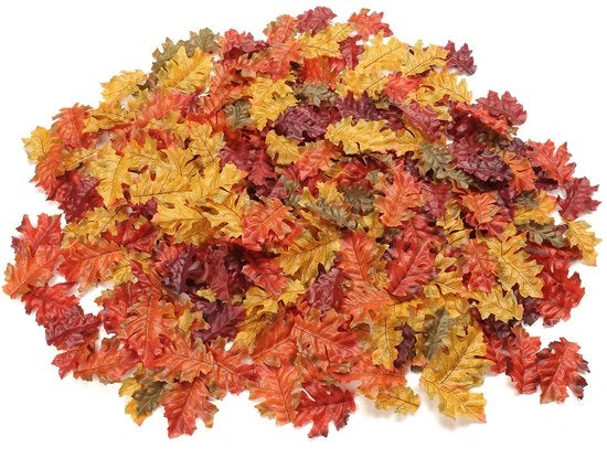 500 pezzi di foglie artificiali di quercia miste, foglie artificiali di piante, foglie artificiali di quercia per piante, foglie autunnali in diverse dimensioni per decorazioni di autunno DIY