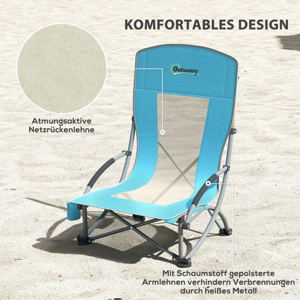 Sedia da camping pieghevole con porta bicchiere ¨C zephmum ¨C blu