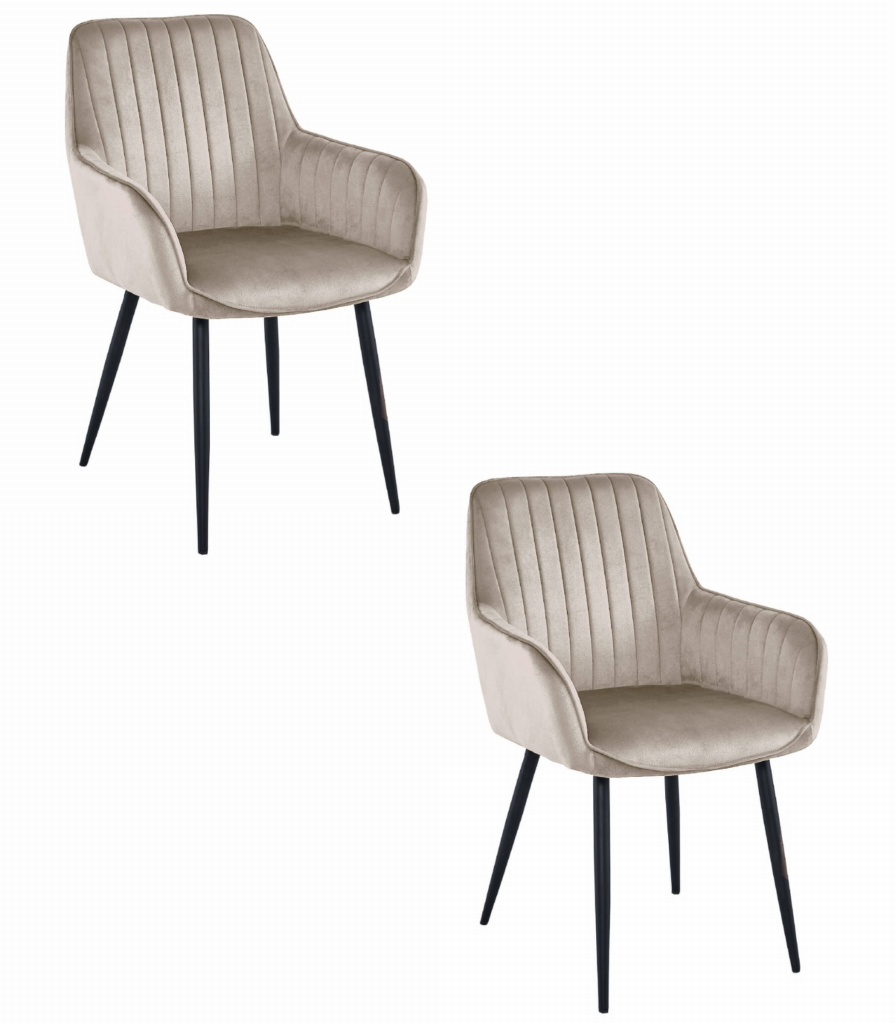 Sedia VALORA SOLDEN - Velluto beige scuro con gambe nere x 2