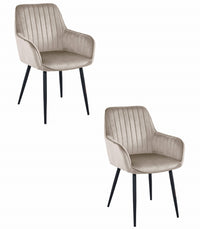 Sedia VALORA SOLDEN - Velluto beige scuro con gambe nere x 2