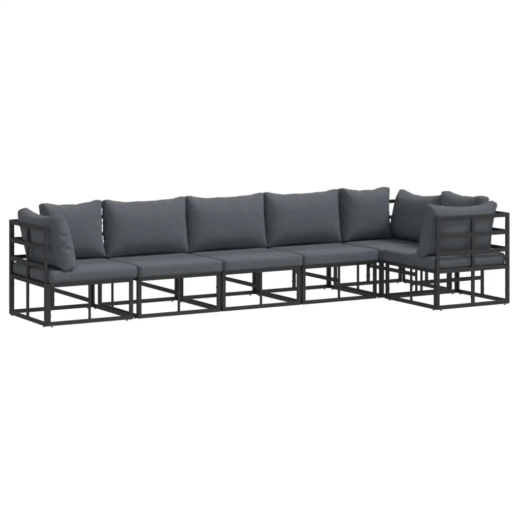 Set Divano da Giardino con cuscino 6 pcs Nero Alluminio 3378868