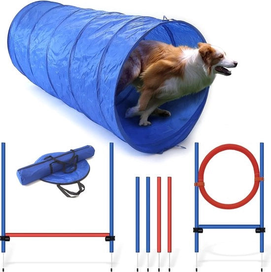 Set di allenamento per cani - ostacolo, anello trampolino, stanghe e tunnel per una formazione completa