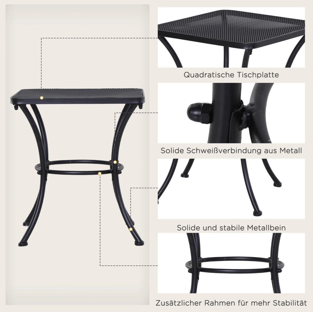 Tavolino da esterno 45x45x50 cm in metallo nero