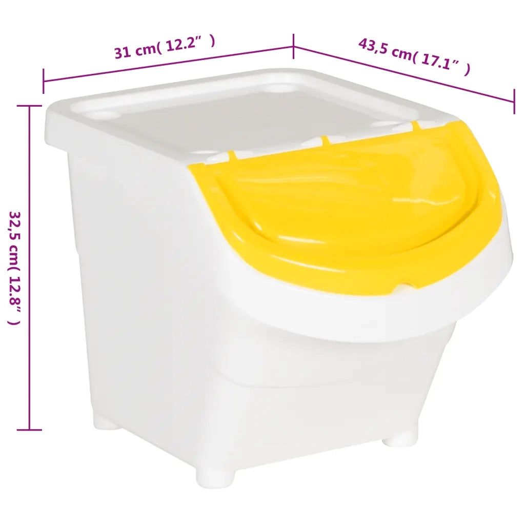 Cestini per Rifiuti Impilabili con Coperchi 3 pz Bianchi PP 78 L CFW3041445