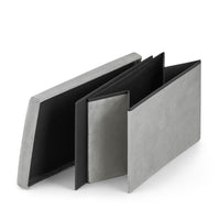 Pouf pieghevole VALORA con contenitore - Seduta moderna in velluto grigio XL 60x38x38cm