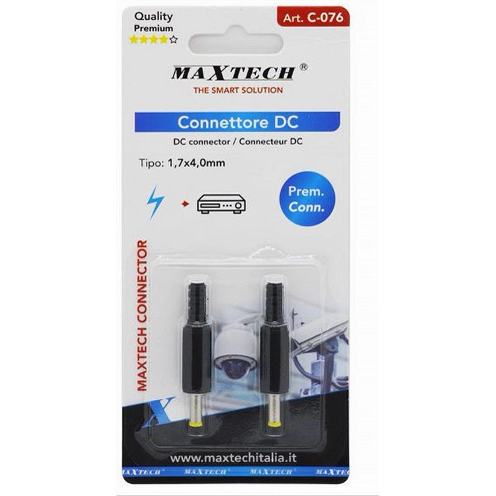 Trade Shop - Set 2 Pz Connettore Dc 1,7 X 4,0 Mm Adattatore Spina Maschio Alimentazione C-076 -