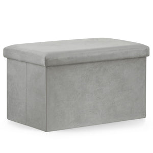 Pouf pieghevole VALORA XL con contenitore - Grigio velluto x 4