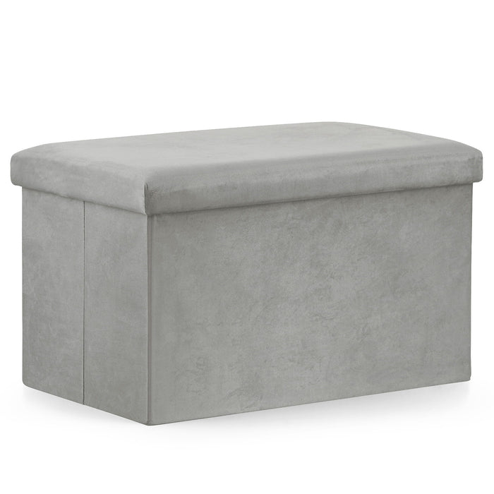 Pouf pieghevole VALORA XL con contenitore - Grigio velluto x 4