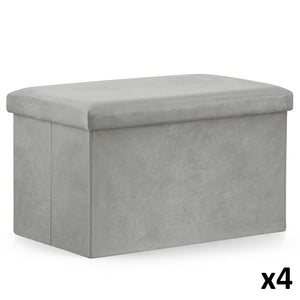 Pouf pieghevole VALORA XL con contenitore - Grigio velluto x 4