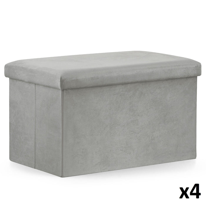 Pouf pieghevole VALORA XL con contenitore - Grigio velluto x 4