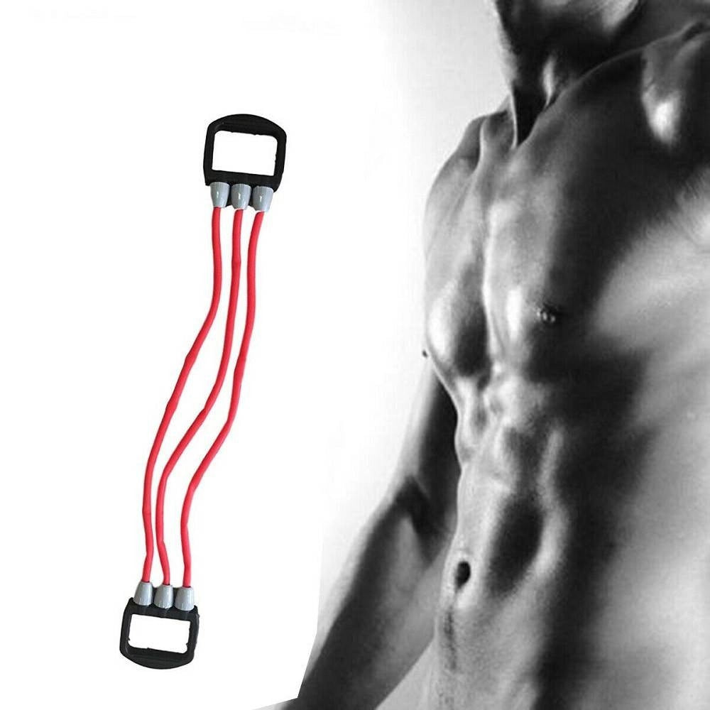Trade Shop - Estensore Doppia Maniglia Elastico Molla 3 Molle Palestra Sport Fitness Gomma -