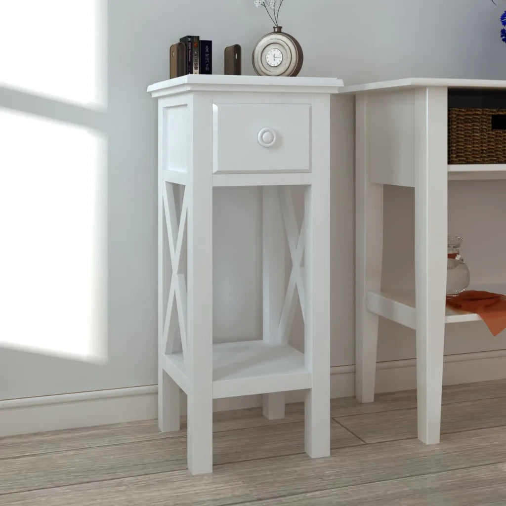 Tavolino Laterale | Tavolo laterale con Cassetto Bianco