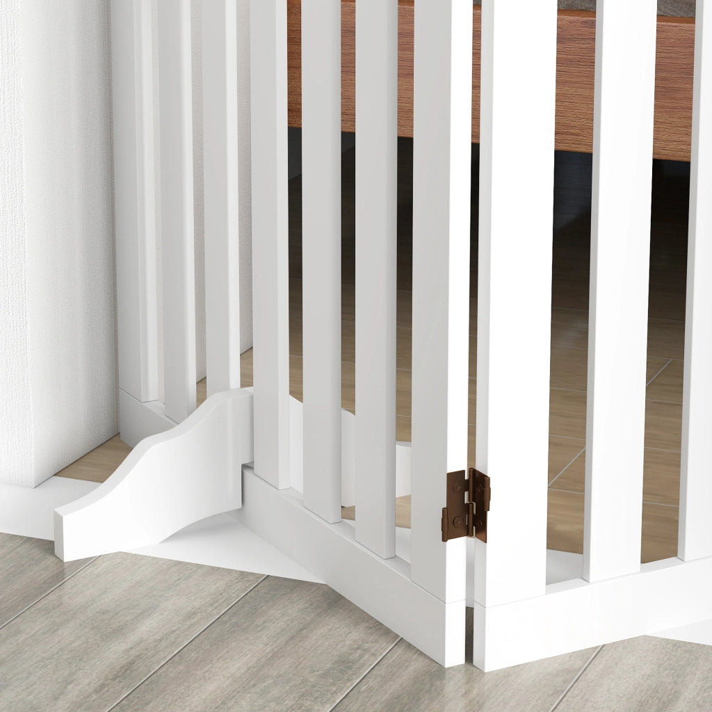 Barriera estensibile a forbice per cani pieghevole autoportante in legno con 2 piedini antiscivolo bianco 155 × 61 cm