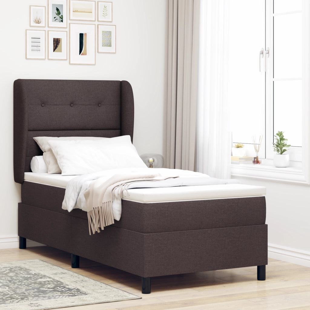 Letto Box Spring con Materasso Marrone Scuro 80x200 cm Tessuto