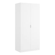 Guardaroba Artu, Mobile appendiabiti per camera da letto, Armadio a 2 ante battenti, 81x52h184 cm, Bianco