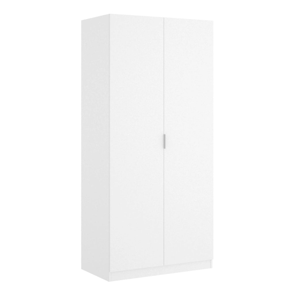 Guardaroba Artu, Mobile appendiabiti per camera da letto, Armadio a 2 ante battenti, 81x52h184 cm, Bianco