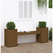 Panchina Fioriera Marrone Ambra 180x36x63cm Legno Massello Pino 825166