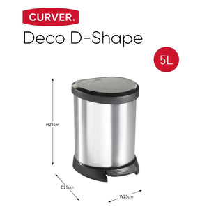 Curver Pattumiera a Pedale Deco Ovale 5 L Argento 443827