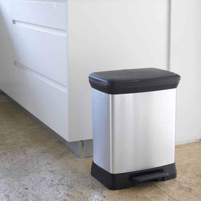 Curver Pattumiera a Pedale Deco Rettangolare 30 L Argento 443828