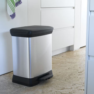 Curver Pattumiera a Pedale Deco Rettangolare 30 L Argento 443828