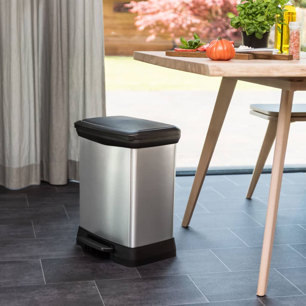 Curver Pattumiera a Pedale Deco Rettangolare 30 L Argento 443828