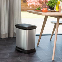 Curver Pattumiera a Pedale Deco Rettangolare 30 L Argento 443828