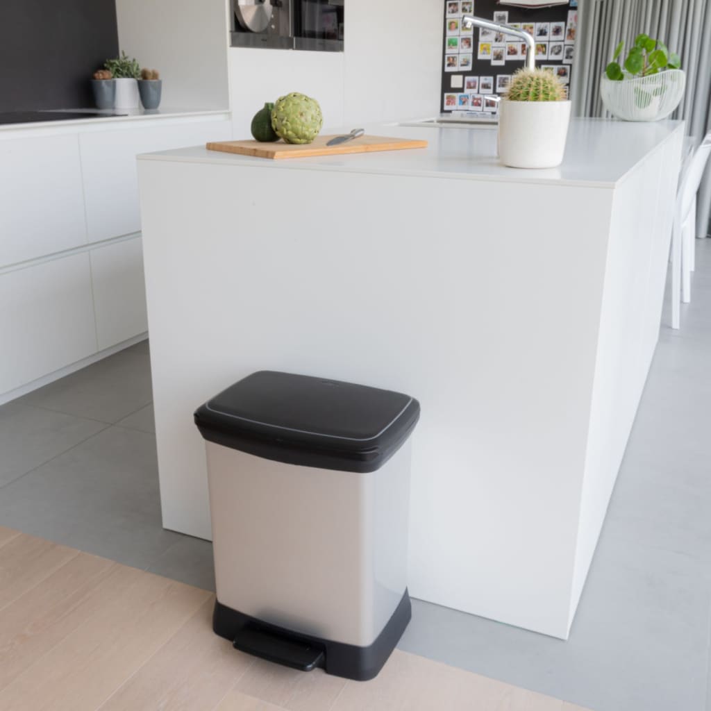 Curver Pattumiera a Pedale Deco Rettangolare 30 L Argento 443828