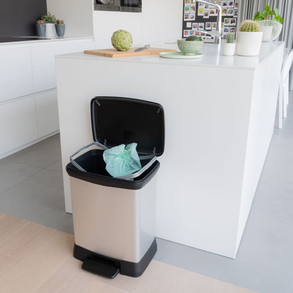 Curver Pattumiera a Pedale Deco Rettangolare 30 L Argento 443828