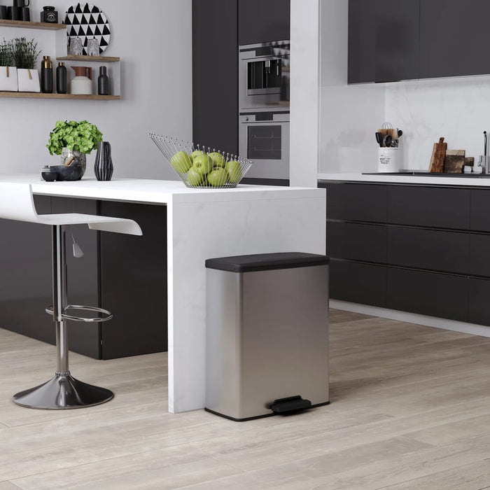 Curver Pattumiera a Pedale Doppia Deco 26L+26L Argento 442067