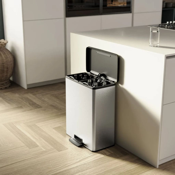 Curver Pattumiera a Pedale Doppia Deco 26L+26L Argento 442067