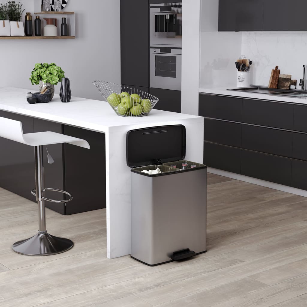 Curver Pattumiera a Pedale Doppia Deco 26L+26L Argento 442067