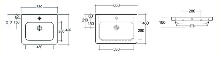 Lavabo resort da 55cm con monoforo