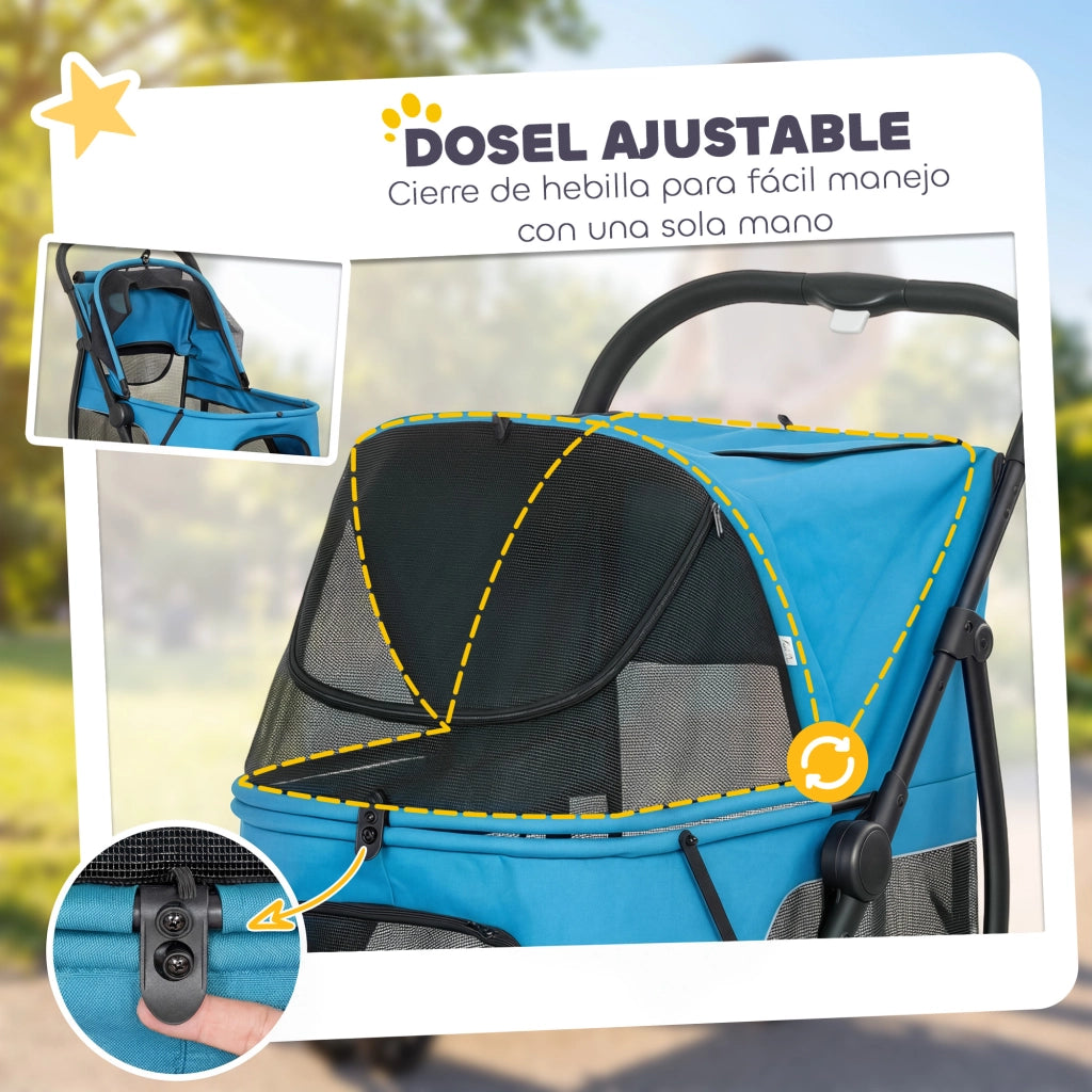 Carrello per Cani Pieghevole ¨C Zephmum ¨C Blu 92x63x95 cm