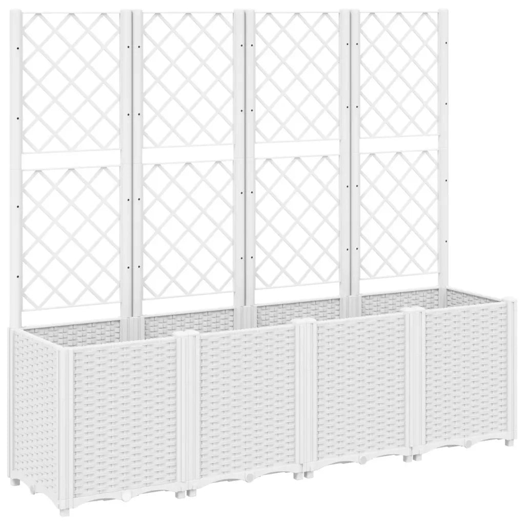 Fioriera da Giardino con Traliccio Bianco 160x40x140 cm in PP