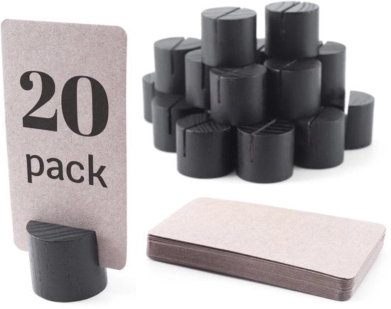 Mini sostitutori di numero di tavolo in legno, 25 pezzi di cartoncino per posizionamento, sostitutori di cartellini di nome per tavoli (nero)