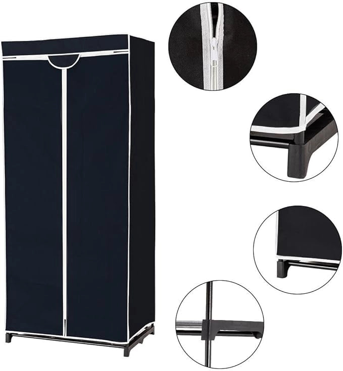 Armadio in Tessuto Armadio Cabina Pieghevole con Asta Appendiabiti, Vari Colori Disponibili, 75 x 50 x 170cm (Nero)