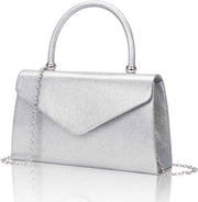 Clutch Zilver, Borsa da donna con membrana impermeabile e cinturino rimovibile, Spalla con paillettoni glitter, Borsa elegante da sera Moda crossbody per matrimonio, festa, banchetto 22x13x5CM