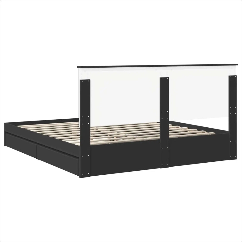 Letto con Contenitore Nero 200 x 200 cm Legno multistrato