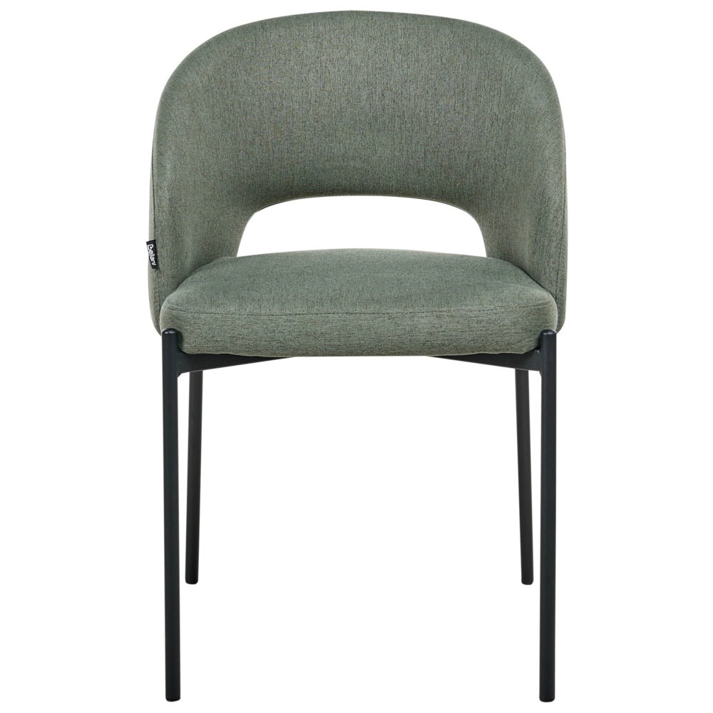 Set di 2 sedie da pranzo tessuto verde scuro e metallo braccioli e schienale con apertura moderna industriale