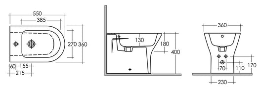 Bidet resort filo muro