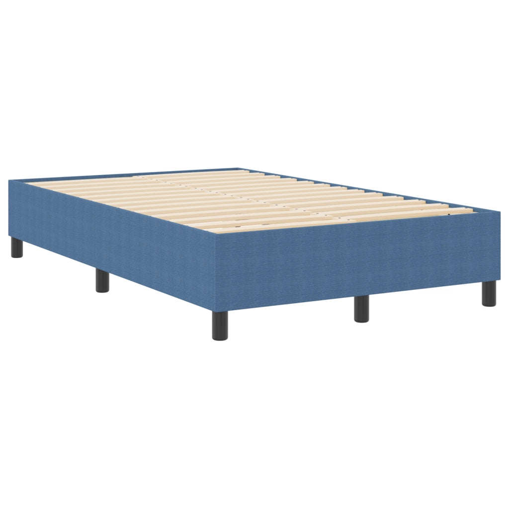 Letto Box Spring Blu Matrimoniale Piccolo in Tessuto Corduroy