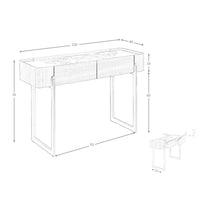 Consolle rettangolare in marmo porcellanato, noce e acciaio metallizzato scuro