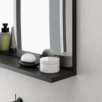 Specchio Bagno da Parete 60x12x40 cm con Mensola in Truciolato Nero