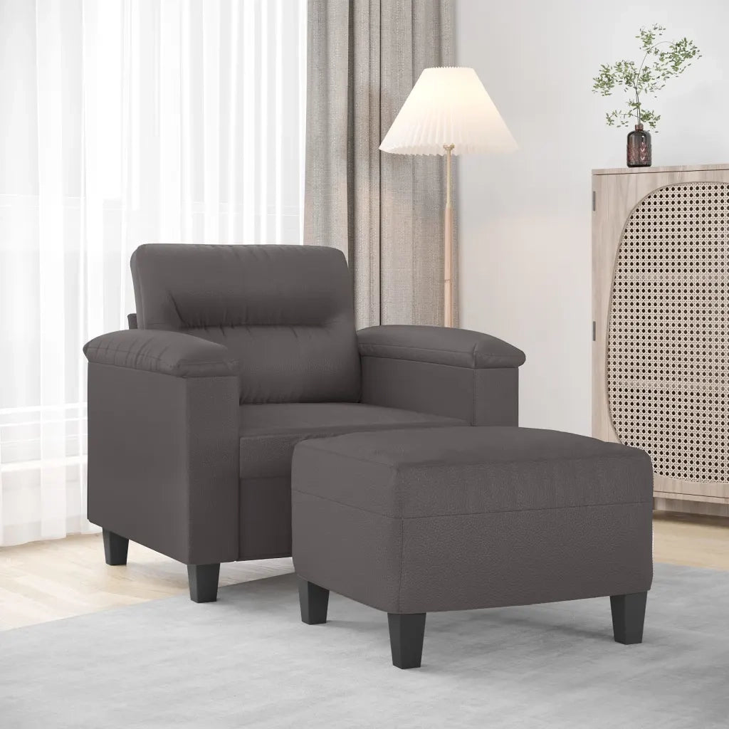 Poltrona | Sedia Relax con Poggiapiedi Grigio 60 cm in Similpelle